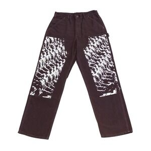 Carhartt B136 DKB Double Knee Pants Brown‎ Custom Graphic Workwear W31x32 Fugazi